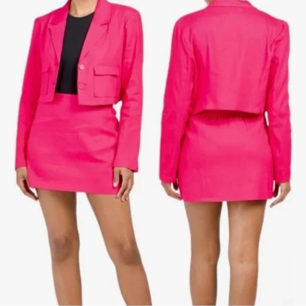 House of Harlow 1960/ Linen Blazer & Skirt Set / Size S /Color Pink